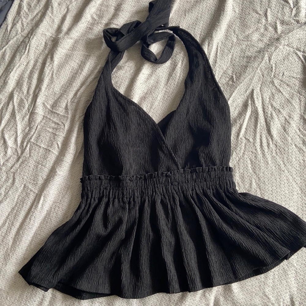 Black peplum halter